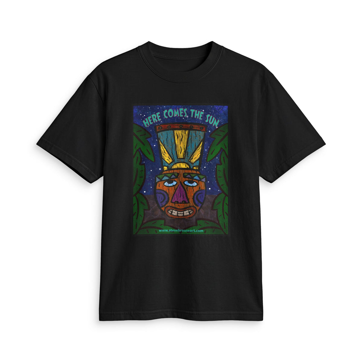 “Here Comes the Sun” Tribal Mask Graphic T-Shirt