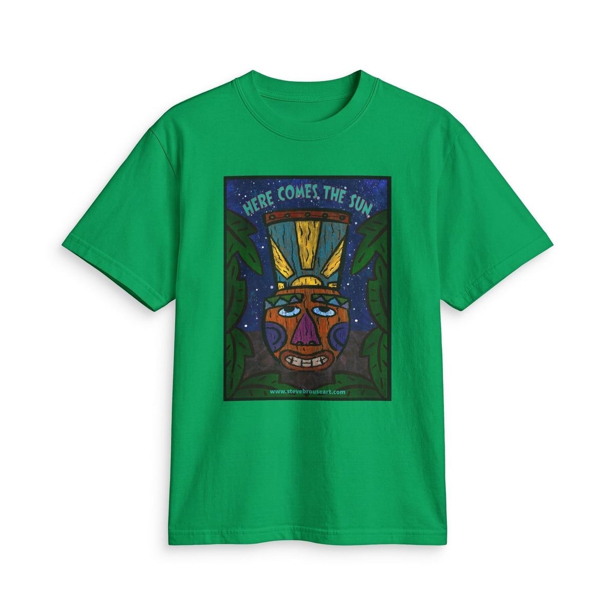 “Here Comes the Sun” Tribal Mask Graphic T-Shirt