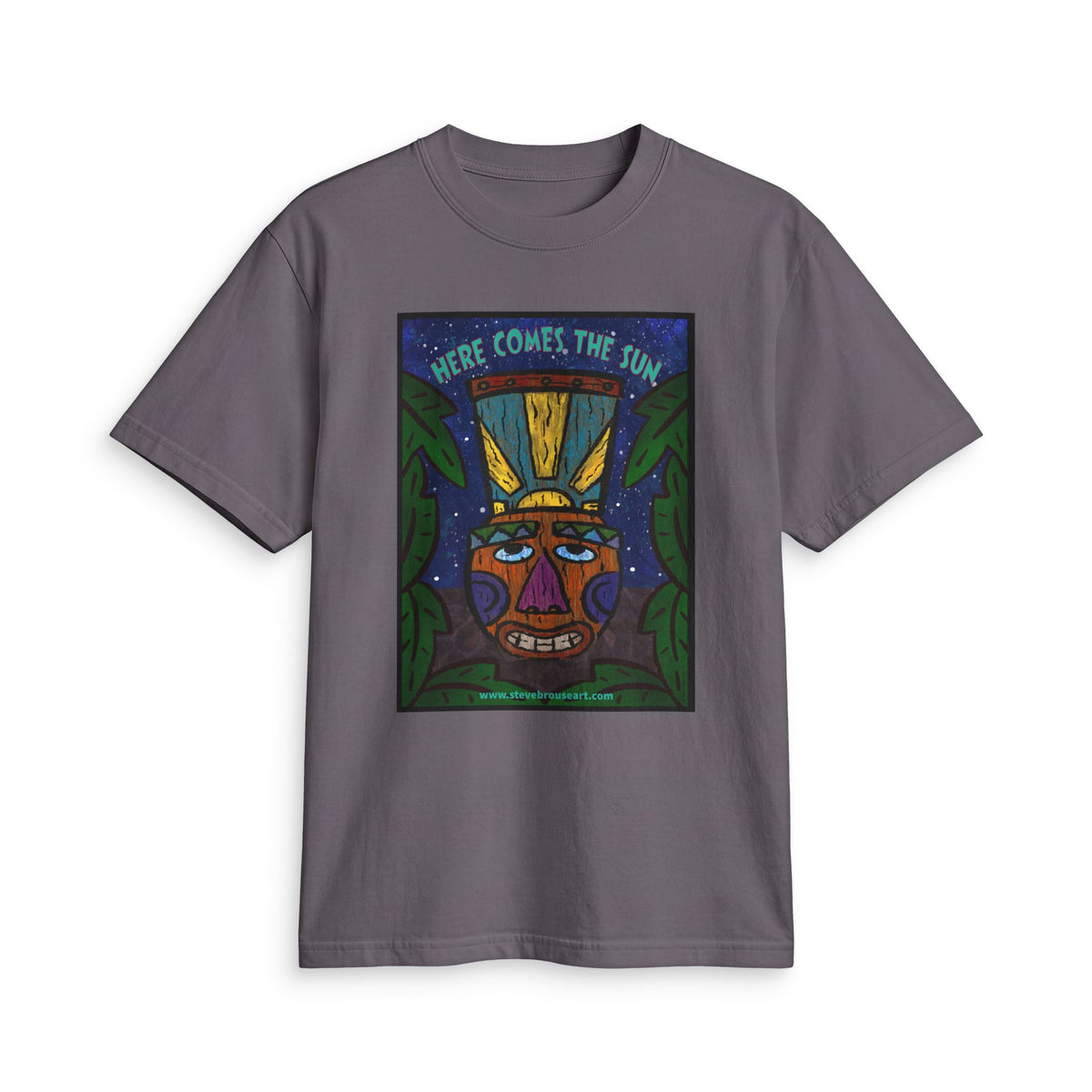 “Here Comes the Sun” Tribal Mask Graphic T-Shirt