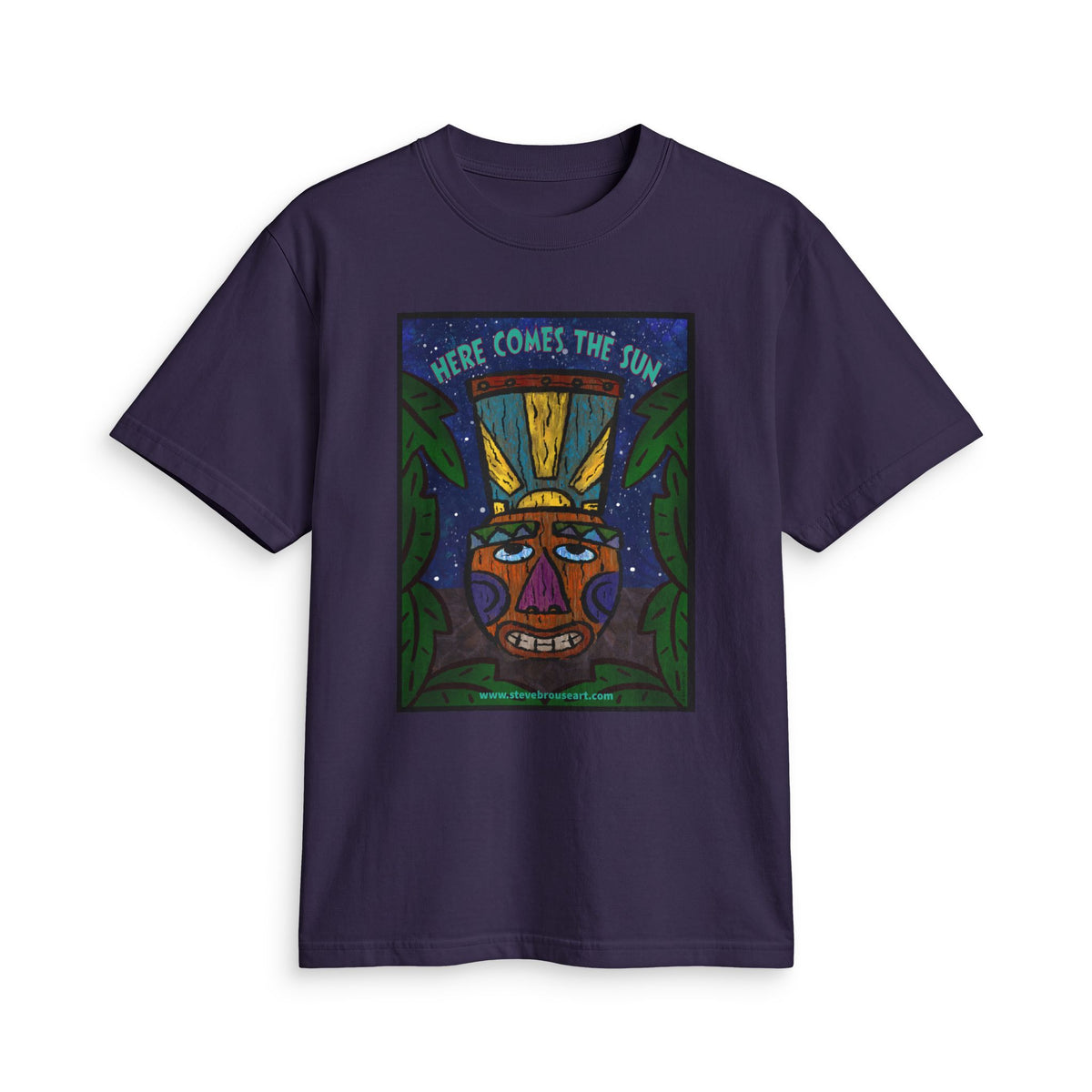“Here Comes the Sun” Tribal Mask Graphic T-Shirt