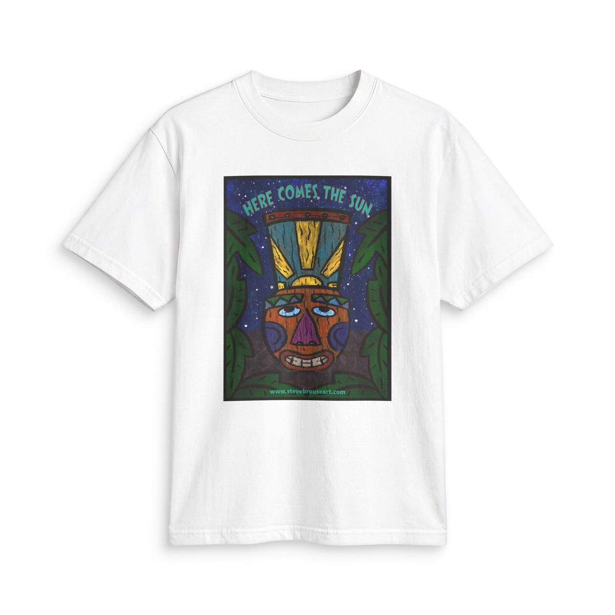 “Here Comes the Sun” Tribal Mask Graphic T-Shirt
