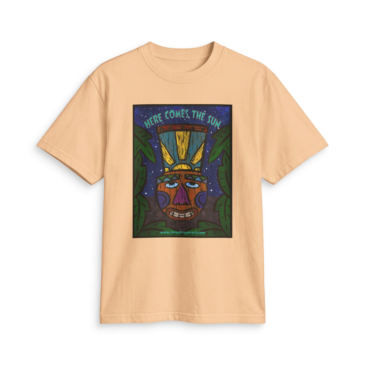 “Here Comes the Sun” Tribal Mask Graphic T-Shirt