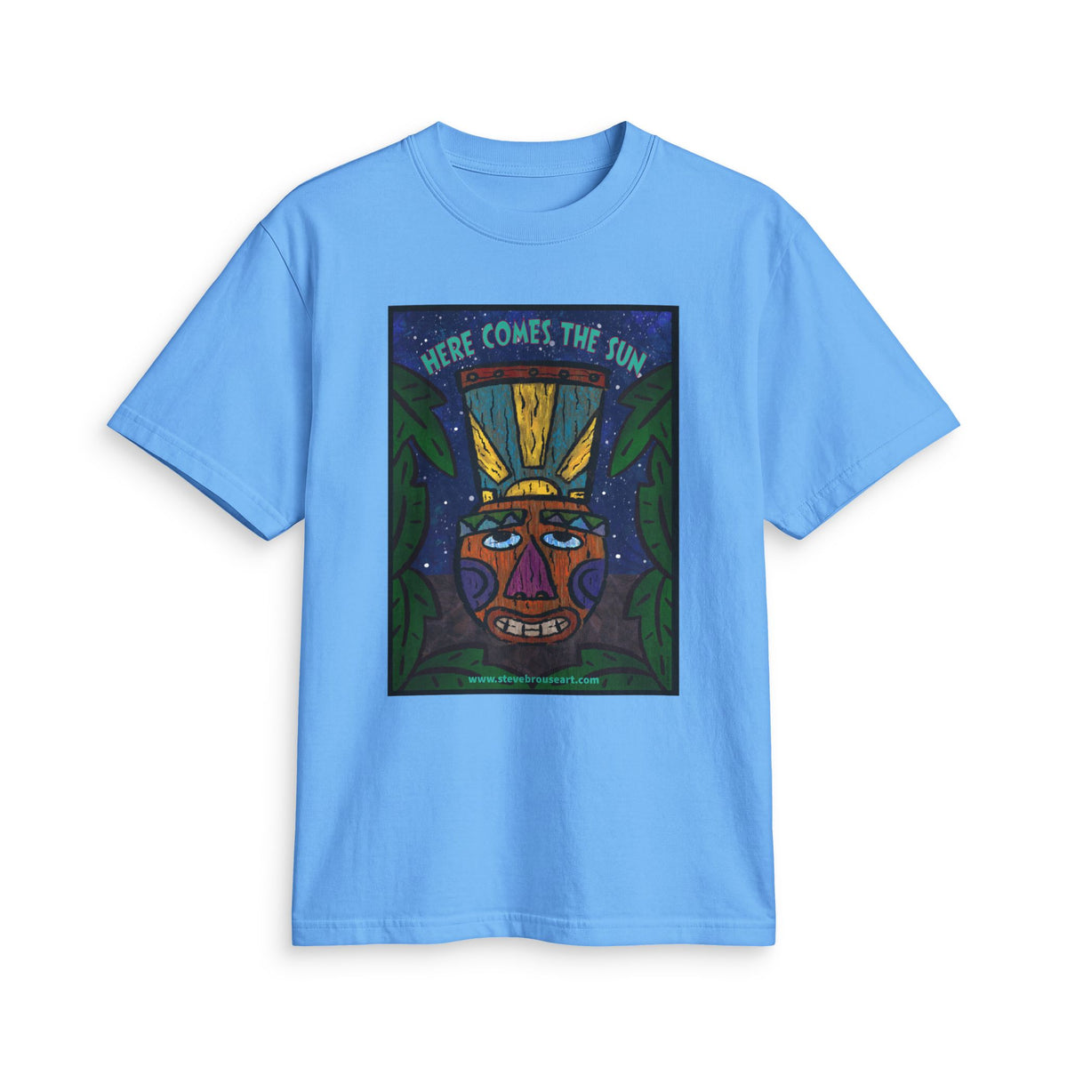 “Here Comes the Sun” Tribal Mask Graphic T-Shirt