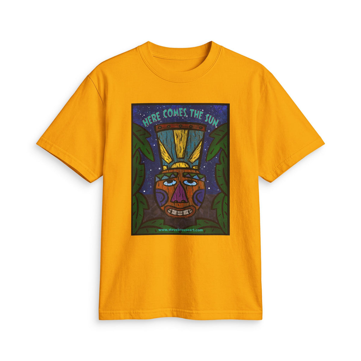 “Here Comes the Sun” Tribal Mask Graphic T-Shirt