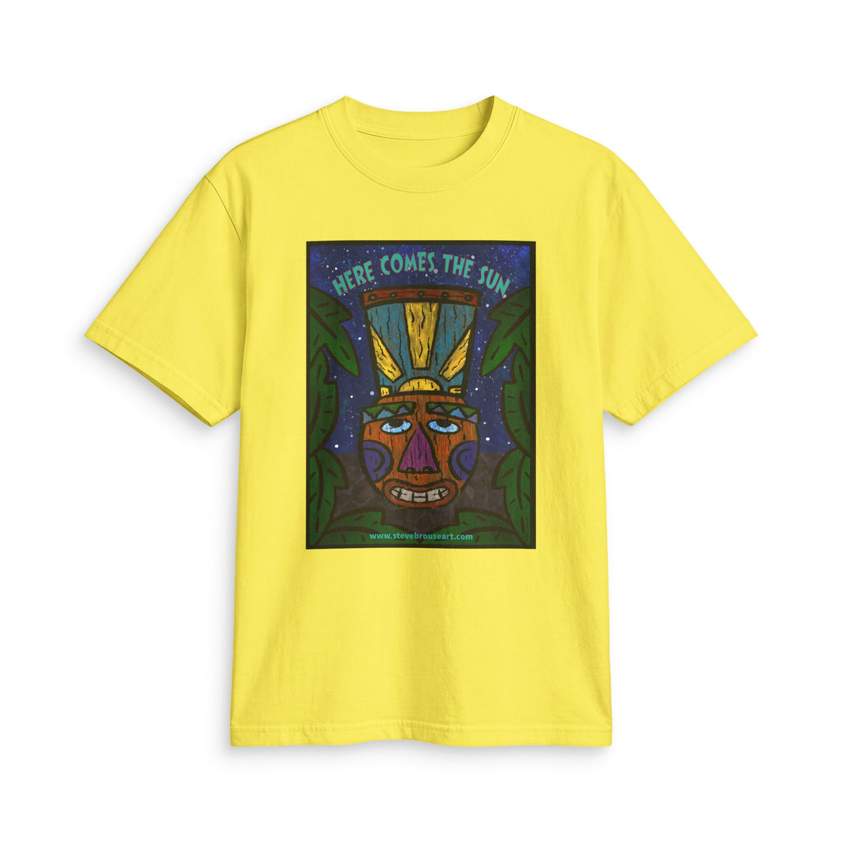 “Here Comes the Sun” Tribal Mask Graphic T-Shirt